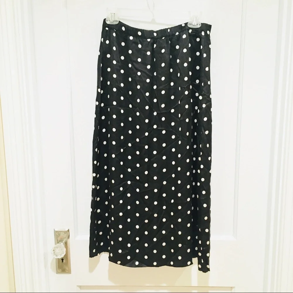 NWT Cami NYC Annabelle Silk Midi Skirt Vintage Dot Black White Small